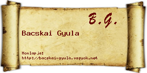 Bacskai Gyula névjegykártya